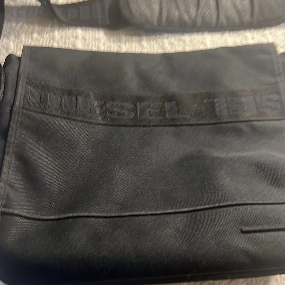 Vintage Y2k Diesel Spare Parts Canvas Messenger Bag size 16”Wide 13” H Black